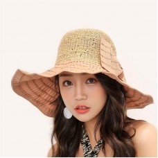 New Straw Patch Summer Hat Mujer Beach Sun Hats Bow Wide Brim Caps Chapeu Hat  eb-56662129